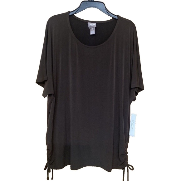 Chicos Women's Size 3 Short Sleeve Brown Blouse Shirt Shirred Side NWT $46.95 - Picture 1 of 14